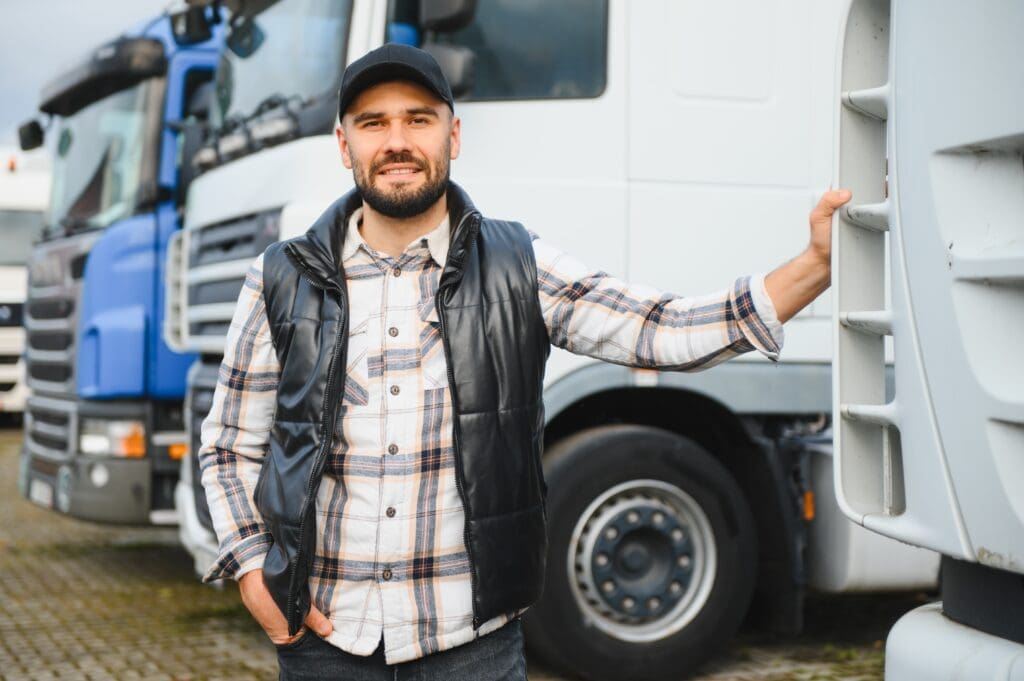 professional,truck,driver,standing,confident,and,smiling,in,front,of